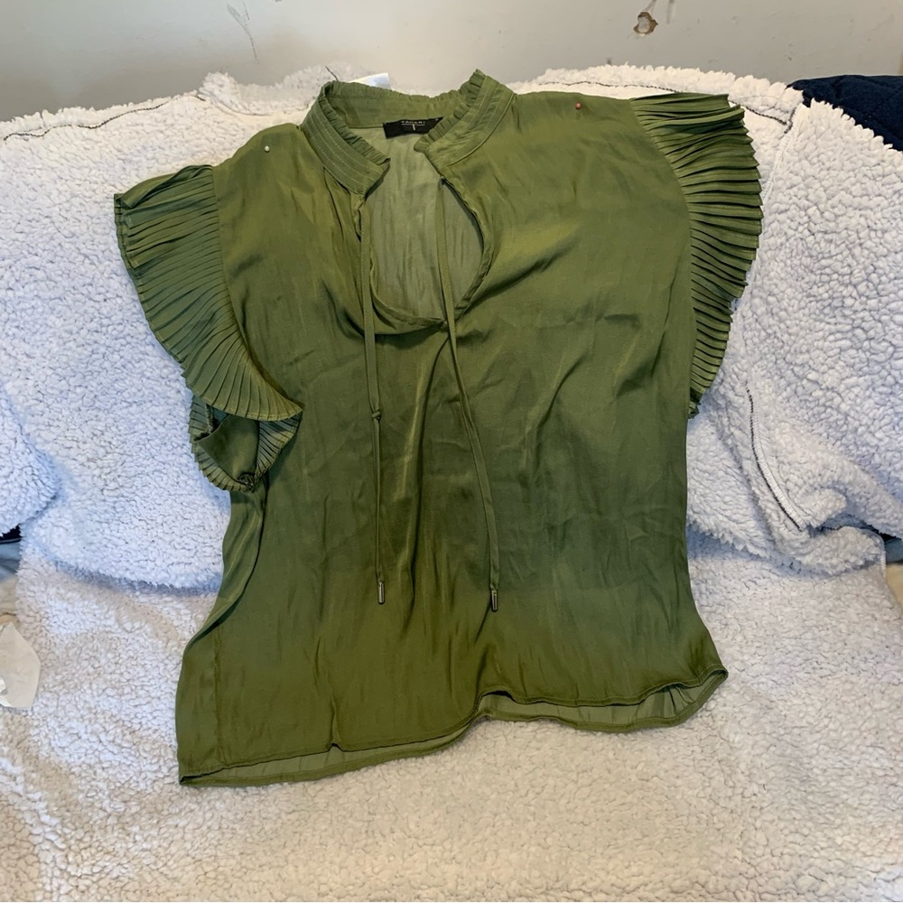 Olive Green Satin Women's Top